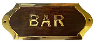 Kartique Wooden Brass Bar Name Sign Decoration for Personal Home Whiskey Wine Beer Cocktail Party Bar Decor Accessories for home and hotels