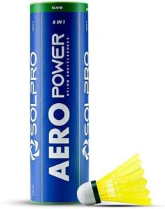 Solpro Aero Power Nylon Badminton Shuttlecock | Pack of 6 | Durable Slow Speed Shuttle for Training, Practice & Recreational Games, Stable Flight & Long-Lasting Performance