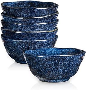 vicrays Ceramic Small Dessert Bowls Set - 10 oz, Set of 6, Microwave, Oven and Dishwasher Safe, for Rice, Ice Cream, Soup, Snacks, Cereal, Side Dishes, Kitchen Bowls Set (Starry Blue)