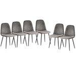 AINPECCA Set of 6 Dining Chairs Velvet Fabric Thickened Cushion Backrest with Metal Legs Living Room Lounge Home (Gray,6)