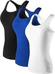 Neleus Women's 3 Pack Compression Athletic Tank Top, 04# 3 Pack:blue,white,black, X-Small