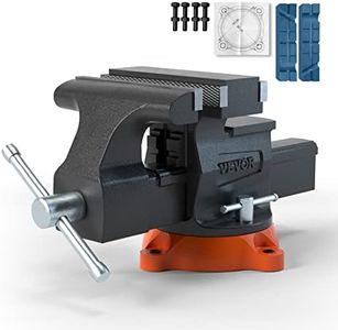 VEVOR Bench Vise, 6.5" Jaw Width 6.5" Forward &9.3" Reverse Opening, 360-Degree Swivel Locking Base Multipurpose Workbench w/Anvil, Heavy Duty Ductile Iron w/Bolts & Nuts, for Drilling, Pipe Cutting