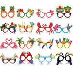 32 Packs Luau Party Glasses Hawaiian Funny Sunglasses Paper Glasses Frame Tropical Fancy Dress Props Photo Booth Props for Summer Party Supplies Kids Beach Themed Party Favors