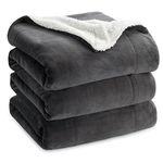 Bedsure Charcoal Black Sherpa Fleece Blanket Queen Size for Bed Large Thick Fluffy Bed Blanket Plush Fuzzy Soft Blankets for Queen Bed Big Cozy Warm Blanket for Winter Full/Queen (90 inch x90 inch )