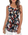 Timeson Women's Sleeveless Chiffon Tank Top Double Layers Casual Blouse Tunic, Multi-black2, XX-Large