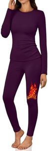 LILLUSORY Womens Long Johns Thermal Underwear Set Purple XL