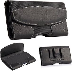 kiwitatá iPhone 7 Plus Carcasas Funda Horizontal Pouch Holster de Cuero Universal con Clip de Cinturón Case Cover con Clip para iPhone 6s Plus/ 6 Plus/Galaxy S7 Edge/ S6 Edge+/Note 4/5 (Negro)