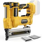 Cordless 2" Brad Nailer Compatible with Dewalt 20V Battery (No Battery), 2-in-1 Electric 18 GA Nail Gun/Staple Gun Battery Powered with 1200 Nails/Staples, 2 Modes, Adjustable Depth, Safety Nose, LED