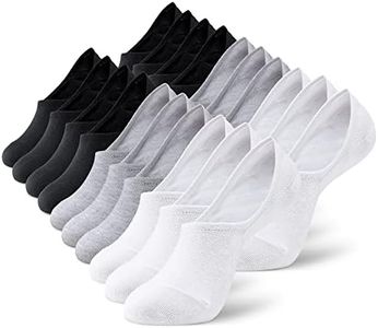 MONFOOT Women's and Men's 10-Pairs No-Show Non-slip Socks White Grey Black Pack Large