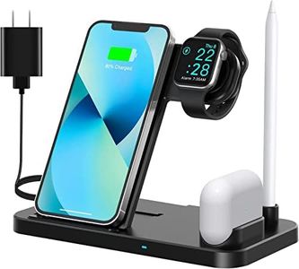 Wireless Charger,4 in 1 Fast Wireless Charging Station for iPhone 13 12 11/ Pro/XS/XR/X/SE/8/8 Plus,18W Fast Charging Dock Stand Compatible with iWatch S7/S6/5/4/3/2/AirPods 1/2/Pro&Apple Pencil 1