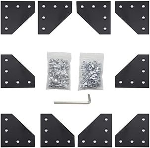 Pack of 10 L-Shaped Corner Bracket Connection Plate with 50 Pieces M5 T Nuts + 50 Pieces M5 Screws + 1 Piece Wrench for Standard Aluminium Extrusion Profile with 6 mm Slot 2020