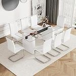 FURNITO Glass Dining Table Set for 