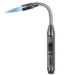 Butane Torch Lighter, 10.1 inches Long Lighter Refillable Jet Flame Adjustable Windproof Lighter with Fuel Level Window for Kitchen BBQ Candles Gas Fireplace Charcoal- Butane Not Included