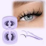 ALICE Magnetic Eyelashes Reusable Manga Magnetic Lashes Kit with Applicator No Glue Needed Natural Magnetic Eyelashes without Eyeliner 4 Magnets Easy to Wear and Remove