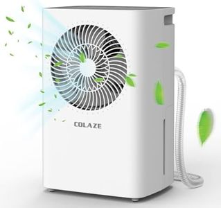 COLAZE Deshumidificador 12L en 24h, tipo compresor de potencia de deshumidificación, deshumidificador automático para casa, sótano, dormitorio, baño hasta 120 m³ (~ 20 m²), pantalla digital, manguera