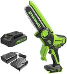 Greenworks 24V 6" Brushless Mini Chainsaw, Small Cordless Handheld Saw, 2.0Ah Battery and Charger Included