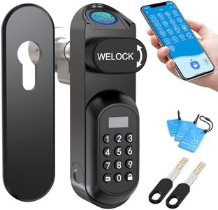 WELOCK U81 Smartes Türschloss Ultra mit Fingerabdruck Passwort WLAN App und RFID Karte Ersatzteil Mechanischer Schlüssel, Elektronisches Türschloss Haustür, Verstellbarer für 50-90mm EU-Profiltür