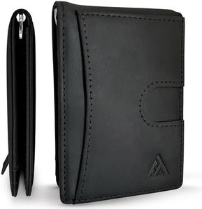 Atlas Trace Minimalist wallet for men slim front pocket wallet with money clip combo bifold leather wallet with pull tab credit card holder RFID blocking, Black, Hybrid