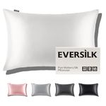 Mulberry Silk Pillowcase for Hair and Skin: 22 Momme Both Sides 100% Pure Silk Pillow Case with Hidden Zipper - Natural Hypoallergenic Pillow Cover for Cooling Sleep 1 Pack 50 x 75 cm White