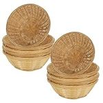 ZOFUN 12 Pcs Bamboo Bread Baskets for Table, 20 cm Round Bread Baskets Woven, Firm & Non-toxic Restaurant Bread Baskets, Vintage & Stackable Food Baskets for Kitchen Tables Restaurant Display