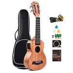 Solid Mahogany Top & Back - Caramel CS419 Soprano Acoustic & Electric Ukulele with Full Set Accessories