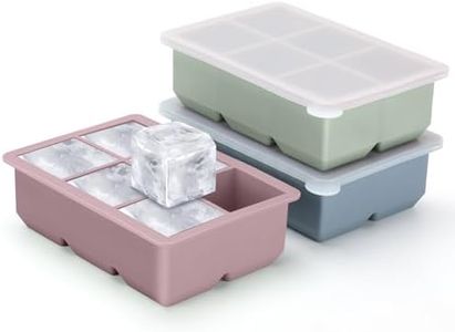 Excnorm Silicone Ice Cube Trays 3 Pack - Large Size Silicone Ice Cube Molds with Leak Proof Removable Lid Square Ice Cube Tray And BPA Free for Cocktail,Whiskey, Stackable Flexible Ice