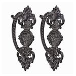 Sungmor 2PC Solid & Sturdy Cast Iron Gate Handles, Heavy Duty 8.7" Long Strong Barn Door Handles, Pretty Rustic Farmhouse Fence Gate Garage Closet Drawer Cabinet Decorative Handles Sliding Door Pulls