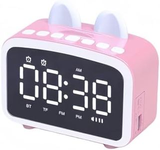 Bluetooth Alarm Clock with Radio FM, Digital Clocks with Bluetooth Speaker, LED Display, Bedside Alarm Clock, USB Port, Night Light, TF Card Music Player, Friends/Children's Gift (Pink)