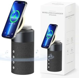 COLSUR Bluetooth Speaker, Magnetic Wireless Charger, Bluetooth Speakers with Night Light, 2 in 1 Wireless Charging Station for iPhone 16/15/14/13/12 Series, AirPods Pro/3/2（Gift Ideal）