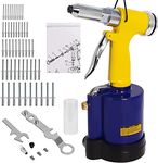 Pneumatic Rivet Gun 1/4", 3/16", 1/8", 5/32" and 3/32" Capacity Nose Pieces with 50PCS Rivets,Pop Pneumatic Riveting Gun Set Heavy Duty Air Rivet Gun