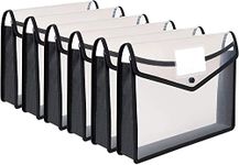 Baraky File Folder Poly Pockets Envelope Expanding File Wallet A4/Letter Size, 6 Pack Large Document Folder with Button Closure,Waterproof Transparent Accordion File Pouch for School/Office