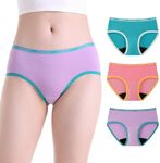 INNERSY Teen Girls Period Pants Cotton Menstrual Knickers Teenage Leak Proof Panties Multipack 3 (12-14 Years, Pink/Blue/Purple)