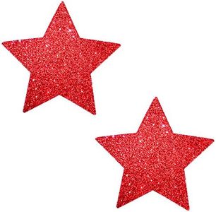 Neva Nude Ravish Me Red Glitter Starry Nights Nipztix Pasties Nipple Covers for Festivals, Raves, Parties, Lingerie and More, Medical Grade Adhesive, Waterproof and Sweatproof, Made in USA