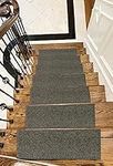 Stair Treads Carpet Rubber Backing – Stair Runners for Steps – Rubber Back Stair Rugs – Pet Dog Carpet for Stairs - Stairway Carpet Rug – Set of 7 Solid Gray (8.5” x 26”)