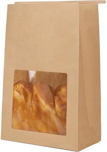 100 Pack Large Thick Brown Kraft Paper Boule Bread Bags for Homemade Sourdough Round Artisan Loaf Gifting, Packaging and Storage to Keep Fresh with Window and Wire Tin Tie Tab Closure, 13.6x8.3x4.1in