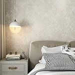 9.5X0.53M Vintage Luxury 6 Colors AB Damask Embossed Textured Non-Woven Wallpaper Roll for Bedroom Livingroom 1.73' W x 31.2' L=5.035㎡ (54sq.ft) (B Ivory Plain)