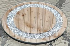 NA2 EagleWiz Silver Round Crushed Jewels Diamante Mirrored Candle Plate Wedding Table Centrepiece Crystal Candleplate 20cm