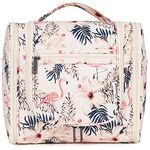 Hanging Toiletry Bag for Women Travel Makeup Bag Organizer Toiletries Bag for Cosmetics Essentials Accessories (Large, Beige Bird)