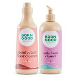 Born Good Plant Based Turkish Applewood Fragrance Disinfectant Floor Cleaner (1 L) And Arctic Air Fragrance Toilet Bowl Cleaner (500 ml), Non-Toxic And No Toxic fumes - (Combo Pack of 2)