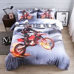 SHOMPE Dirt Bike Comforter Sets Full Size Racing Motocross Sports Extreme Theme Bedding Sets for Boys