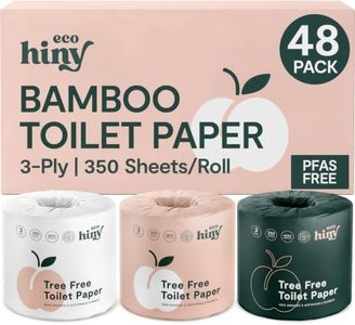 ecoHiny Premium Bamboo Toilet Paper 48 Mega Rolls 3ply 350 Sheets PFAS Free
