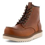 ECCO Men's Staker Moc Toe Tie Fashion Boot, Cognac, 11-11.5