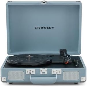 Crosley Cruiser Plus - Giradischi portatile Bluetooth, lettore vinile valigia a 3 velocità, giradischi per la casa per dischi in vinile, altoparlanti stereo integrati, ricevitore Bluetooth, ingresso