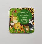 Belleza Crafting with Creativity Jungle/Forest Animal Theme D005 Print Waterproof Thank You Party 60 Pieces Stickers, Kids Birthday, Gift Wrapping, Party Favours, Return Gifts (Pack of 1)