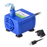 Cat Fountain Pump, Replacement Pump for Flower Cat Fountain 1.6L/2.4L/2.5L, Ultra Quiet Electric USB Water Pump DC 1.5W Low Power Consumption Cat Water Fountain Pump 6ft Power Cable+USB Adapter