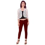 KRONADO Women's Regular Shrug Sweater White Colour