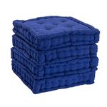 Nicola Spring Dining Chair Cushion Seat Pad Square Padded French Mattress - Blue - Pack of 4