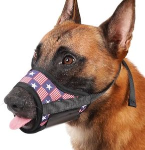 LUCKYPAW Dog Muzzle for Small Medium Large Dogs, Soft Muzzle for Dogs to Prevent Biting Chewing, German Shepherd Muzzle with National Flag Pattern and Hook and Loop, Allows Panting Drinking