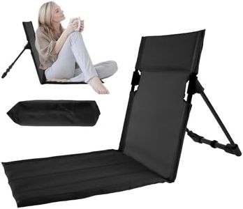 KTCINA Silla de suelo con soporte para la espalda, ligera, portátil, antiincrustante, duradera, cómoda, tumbona de playa, plegable, para vacaciones, jardín, camping, parque, festivales (negro)