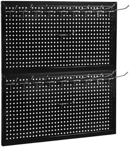 Torin 22 Piece Metal Wall Utility Storage System: Modular Pegboard Board Kit for Optimal Tool Organization in Garage, Workbench, Shop, Shed, Silver/Black